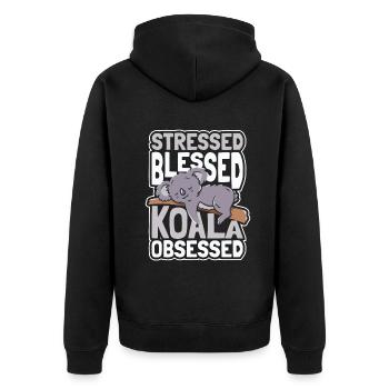 Koala Koalas Koala Bear Animal - Unisex Premium Organic Zip Hoodie - black - Back - Nico (187cm)