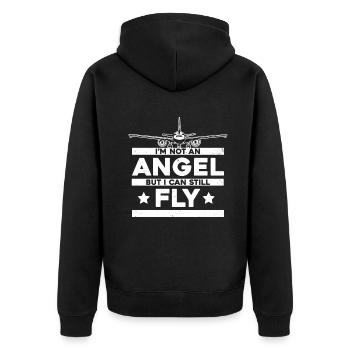 Pilot Flugzeug Piloten Luftfahrt - Unisex Premium Bio Zip Hoodie - Schwarz - Hinten - Nico (187cm)