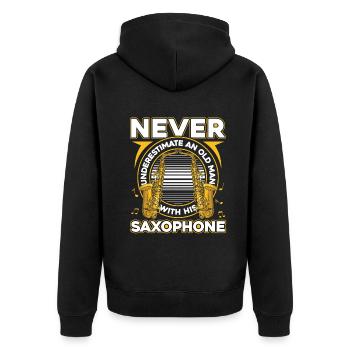 Saxophone Saxophone - Unisex Premium Organic Zip Hoodie - black - Back - Nico (187cm)