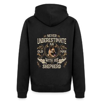 Deutscher Schäferhund Hund - Unisex Premium Bio Zip Hoodie - Schwarz - Hinten - Nico (187cm)