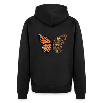 I Can Do All Things Through Christ Strengthens - Unisex Premium Bio Zip Hoodie - Schwarz - Hinten - Nico (187cm)