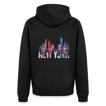 New York Skyline Heartbeat Statue de la Liberté - Veste à capuche bio Premium Unisexe - noir - Dos - Nico (187cm)