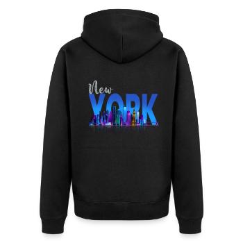 New York Skyline Heartbeat Statue de la Liberté - Veste à capuche bio Premium Unisexe - noir - Dos - Nico (187cm)