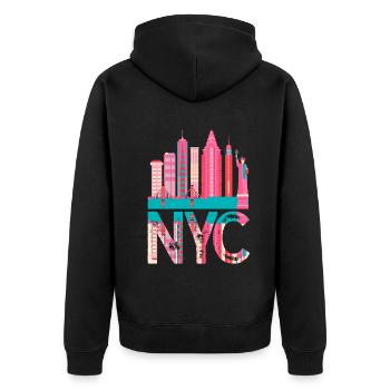 New York Skyline Heartbeat Statue de la Liberté - Veste à capuche bio Premium Unisexe - noir - Dos - Nico (187cm)