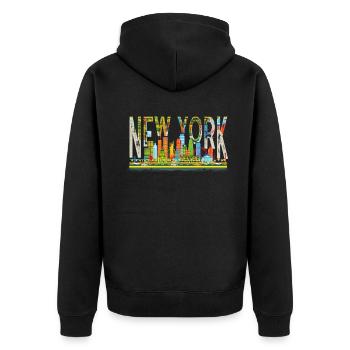 New York Skyline Heartbeat Statue de la Liberté - Veste à capuche bio Premium Unisexe - noir - Dos - Nico (187cm)