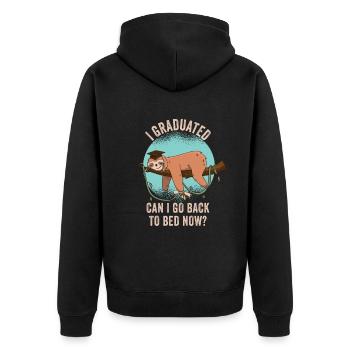 I Graduated Can I Go Back to Bed Now Finally - Unisex Premium Bio Zip Hoodie - Schwarz - Hinten - Nico (187cm)