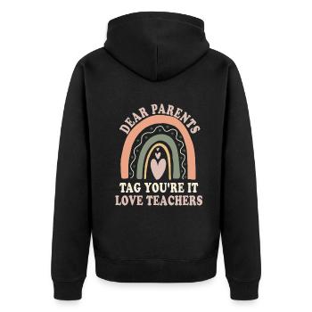 Chers parents Tag You Are It Love Enseignants - Veste à capuche bio Premium Unisexe - noir - Dos - Nico (187cm)