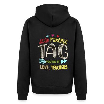 Chers parents Tag You Are It Love Enseignants - Veste à capuche bio Premium Unisexe - noir - Dos - Nico (187cm)