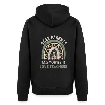 Chers parents Tag You Are It Love Enseignants - Veste à capuche bio Premium Unisexe - noir - Dos - Nico (187cm)