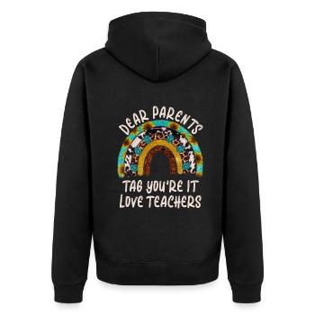 Chers parents Tag You Are It Love Enseignants - Veste à capuche bio Premium Unisexe - noir - Dos - Nico (187cm)