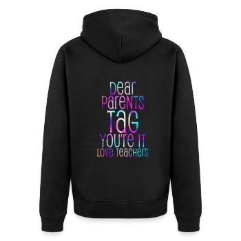 Chers parents Tag You Are It Love Enseignants - Veste à capuche bio Premium Unisexe - noir - Dos - Nico (187cm)