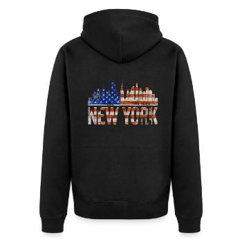 New York Skyline Heartbeat Statue de la Liberté - Veste à capuche bio Premium Unisexe - noir - Dos - Nico (187cm)