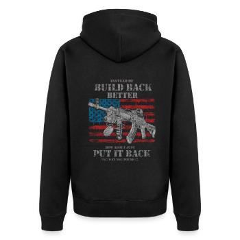 Instead Of Build Back - Unisex Premium Organic Zip Hoodie - black - Back - Nico (187cm)