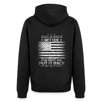 Au lieu de reconstruire - Veste à capuche bio Premium Unisexe - noir - Dos - Nico (187cm)
