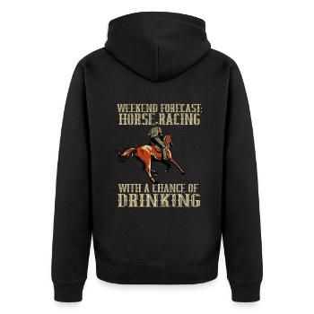 Weekend Forecast Horse Racing Chance of Drinking - Unisex Premium Bio Zip Hoodie - Schwarz - Hinten - Nico (187cm)
