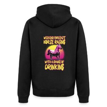 Weekend Forecast Horse Racing Chance of Drinking - Unisex Premium Bio Zip Hoodie - Schwarz - Hinten - Nico (187cm)