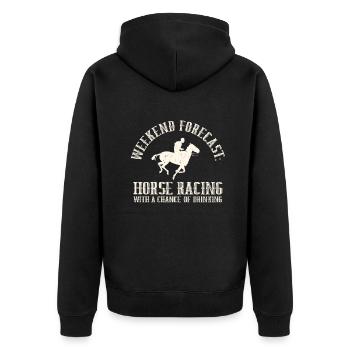 Weekend Forecast Horse Racing Chance of Drinking - Unisex Premium Bio Zip Hoodie - Schwarz - Hinten - Nico (187cm)