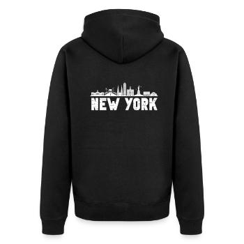 New York Skyline Heartbeat Statue de la Liberté - Veste à capuche bio Premium Unisexe - noir - Dos - Nico (187cm)
