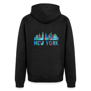 New York Skyline Heartbeat Statue de la Liberté - Veste à capuche bio Premium Unisexe - noir - Dos - Nico (187cm)