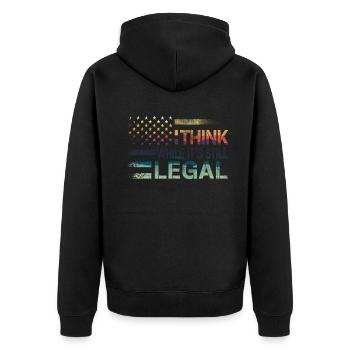 Think While Its Still Legal - Unisex Premium Bio Zip Hoodie - Schwarz - Hinten - Nico (187cm)