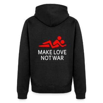 Make Love Not War - Unisex Premium Organic Zip Hoodie - black - Back - Nico (187cm)