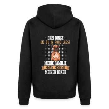 Deutscher Boxer Hund Hundehalter Hunde Boxer - Unisex Premium Bio Zip Hoodie - Schwarz - Hinten - Nico (187cm)
