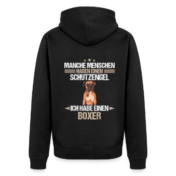 Deutscher Boxer Hund Hundehalter Hunde Boxer - Unisex Premium Bio Zip Hoodie - Schwarz - Hinten - Nico (187cm)