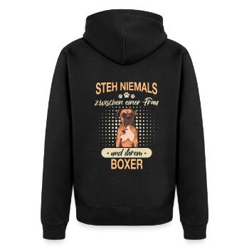 Deutscher Boxer Hund Hundehalter Hunde Boxer - Unisex Premium Bio Zip Hoodie - Schwarz - Hinten - Nico (187cm)
