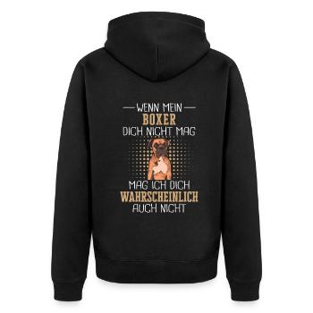 Deutscher Boxer Hund Hundehalter Hunde Boxer - Unisex Premium Bio Zip Hoodie - Schwarz - Hinten - Nico (187cm)