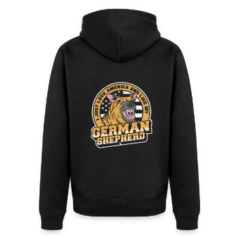 Deutscher Schäferhund Hund - Unisex Premium Bio Zip Hoodie - Schwarz - Hinten - Nico (187cm)