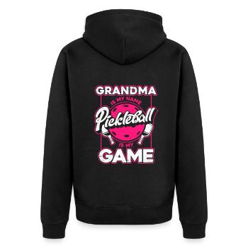 Pickleball Pickleballer Sport - Unisex Premium Bio Zip Hoodie - Schwarz - Hinten - Nico (187cm)