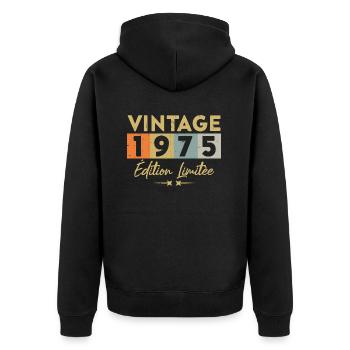 Vintage 1975 Édition Limitée - Veste à capuche bio Premium Unisexe - noir - Dos - Nico (187cm)