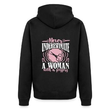 Friseur Friseurin Frisör Arbeit Beruf Spruch - Unisex Premium Bio Zip Hoodie - Schwarz - Hinten - Nico (187cm)