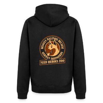 Malinois Hund - Unisex Premium Bio Zip Hoodie - Schwarz - Hinten - Nico (187cm)