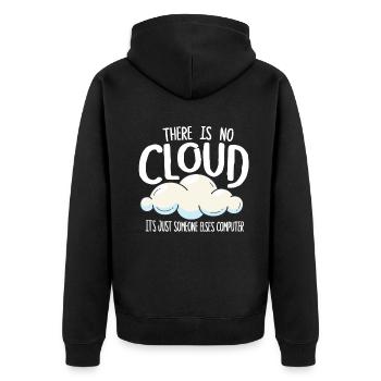 There Is No Cloud It's Just Someone Else's - Unisex Premium Bio Zip Hoodie - Schwarz - Hinten - Nico (187cm)