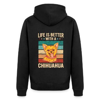 Chien Chihuahua - Veste à capuche bio Premium Unisexe - noir - Dos - Nico (187cm)