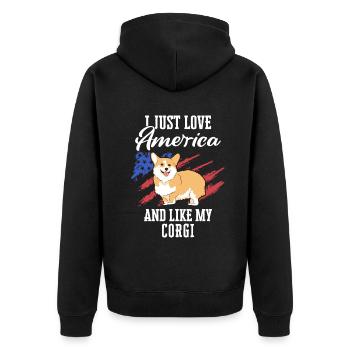 Pembroke Welsh Corgi Chiens Chiens - Veste à capuche bio Premium Unisexe - noir - Dos - Nico (187cm)