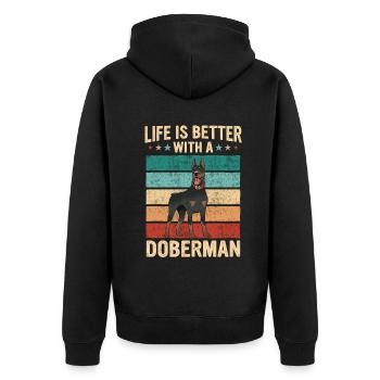 Doberman Pinscher Dog - Unisex Premium Organic Zip Hoodie - black - Back - Nico (187cm)