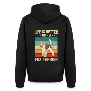 Chien Fox Terrier - Veste à capuche bio Premium Unisexe - noir - Dos - Nico (187cm)