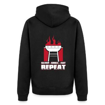 Grill Grillen Griller BBQ Barbecue - Unisex Premium Organic Zip Hoodie - black - Back - Nico (187cm)