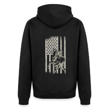Pferd Pferde Reiten Pferdereiten Sprungreiten - Unisex Premium Bio Zip Hoodie - Schwarz - Hinten - Nico (187cm)