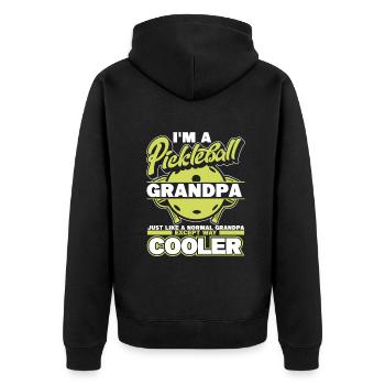 Pickleball Pickleballer Sport - Unisex Premium Bio Zip Hoodie - Schwarz - Hinten - Nico (187cm)