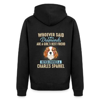 Charles Spaniel Dog - Unisex Premium Organic Zip Hoodie - black - Back - Nico (187cm)