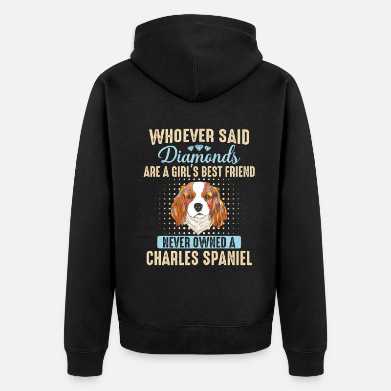 Charles Spaniel Chien - Veste à capuche bio Premium Unisexe - noir
