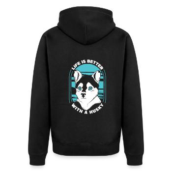 Chien Husky Sibérien - Veste à capuche bio Premium Unisexe - noir - Dos - Nico (187cm)