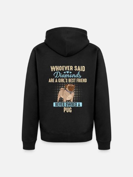 Mops Möpse Hund - Unisex Premium Bio Zip Hoodie - Schwarz
