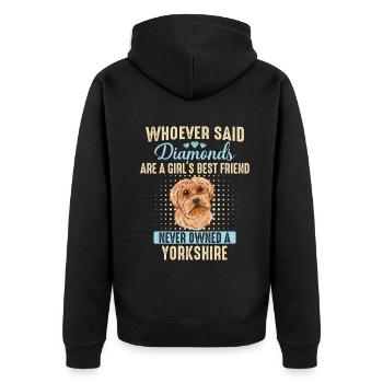 Chien Yorkshire Terrier - Veste à capuche bio Premium Unisexe - noir - Dos - Nico (187cm)