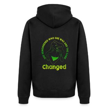 Elle s’est souvenue de qui elle était et le jeu a changé - Veste à capuche bio Premium Unisexe - noir - Dos - Nico (187cm)