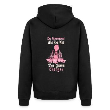 Elle s’est souvenue de qui elle était et le jeu a changé - Veste à capuche bio Premium Unisexe - noir - Dos - Nico (187cm)