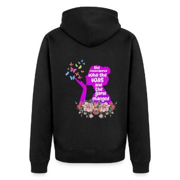 Elle s’est souvenue de qui elle était et le jeu a changé - Veste à capuche bio Premium Unisexe - noir - Dos - Nico (187cm)